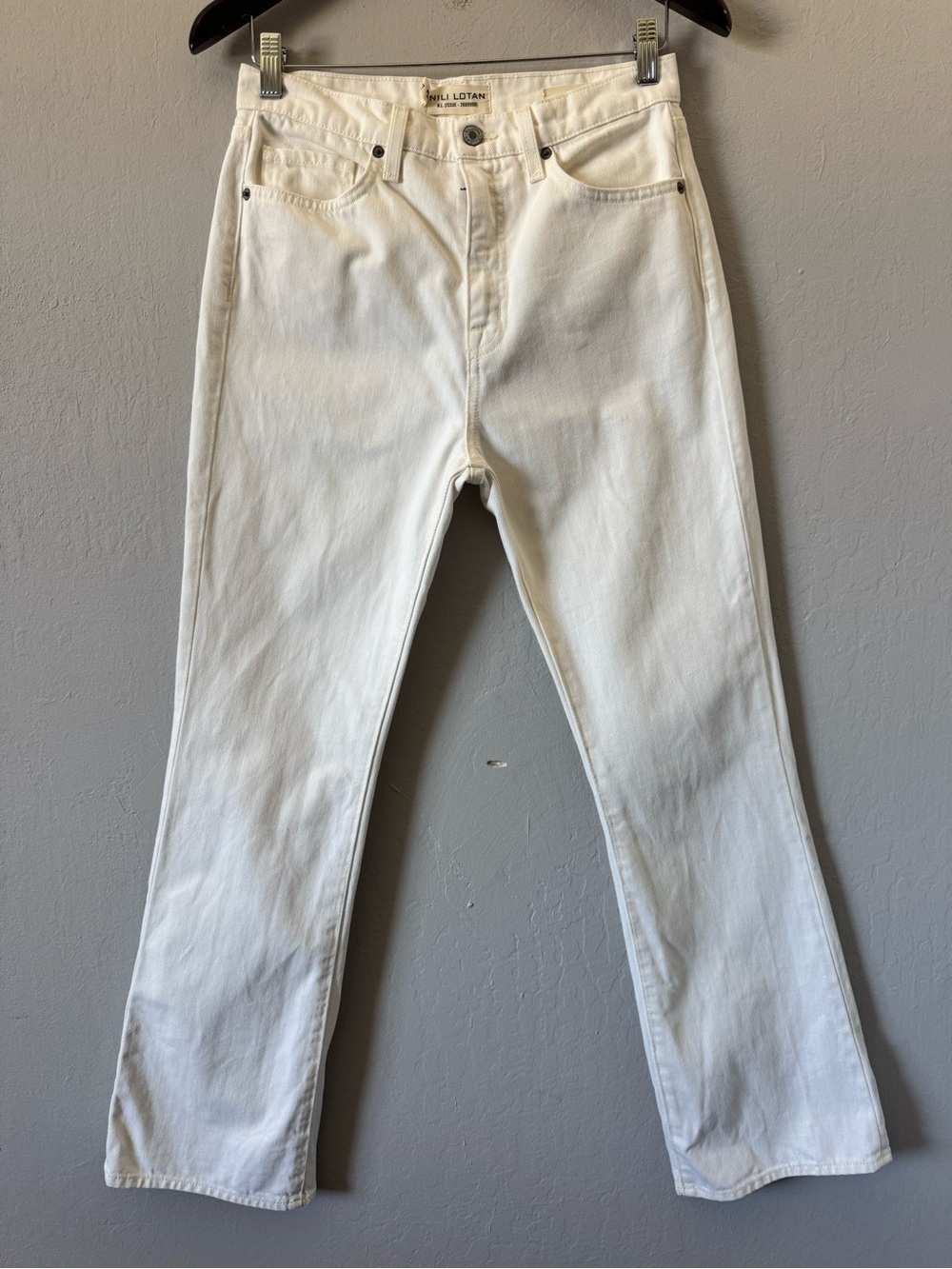 Nili Lotan Cream Boot Cut High Rise Jeans Size 27 Coastal, Beachy, Quiet Luxury